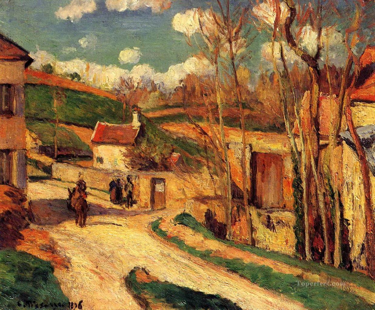 crossroads at l hermitage pontoise 1876 Camille Pissarro Oil Paintings